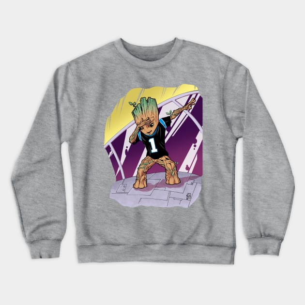 Baby Groot Dabbing (Panther Jersey) Crewneck Sweatshirt by MentalPablum